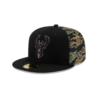 Sapca New Era Milwaukee Bucks NBA Camo Panel 59FIFTY Fitted - Negrii